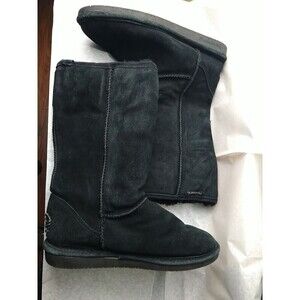 Bearpaw Emma SZ8 Black Suede Sheepskin Wool Women’s Pull on Boots